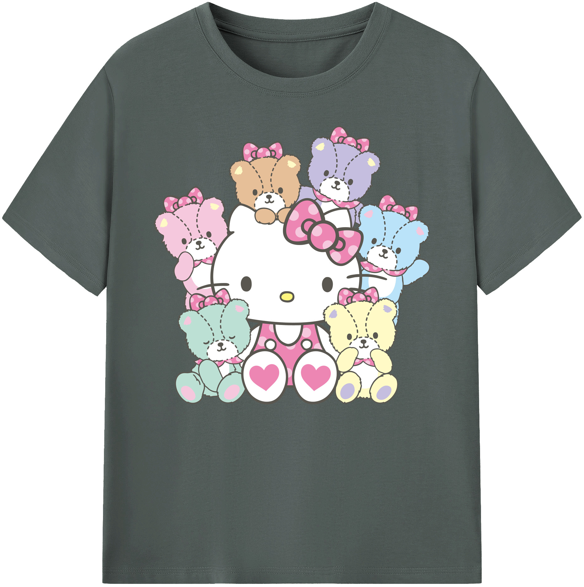 （画像用） Hello Kitty ハローキティ 綿100％ メンズ半袖Tシャツ｜肌触りやわらか＆通気性